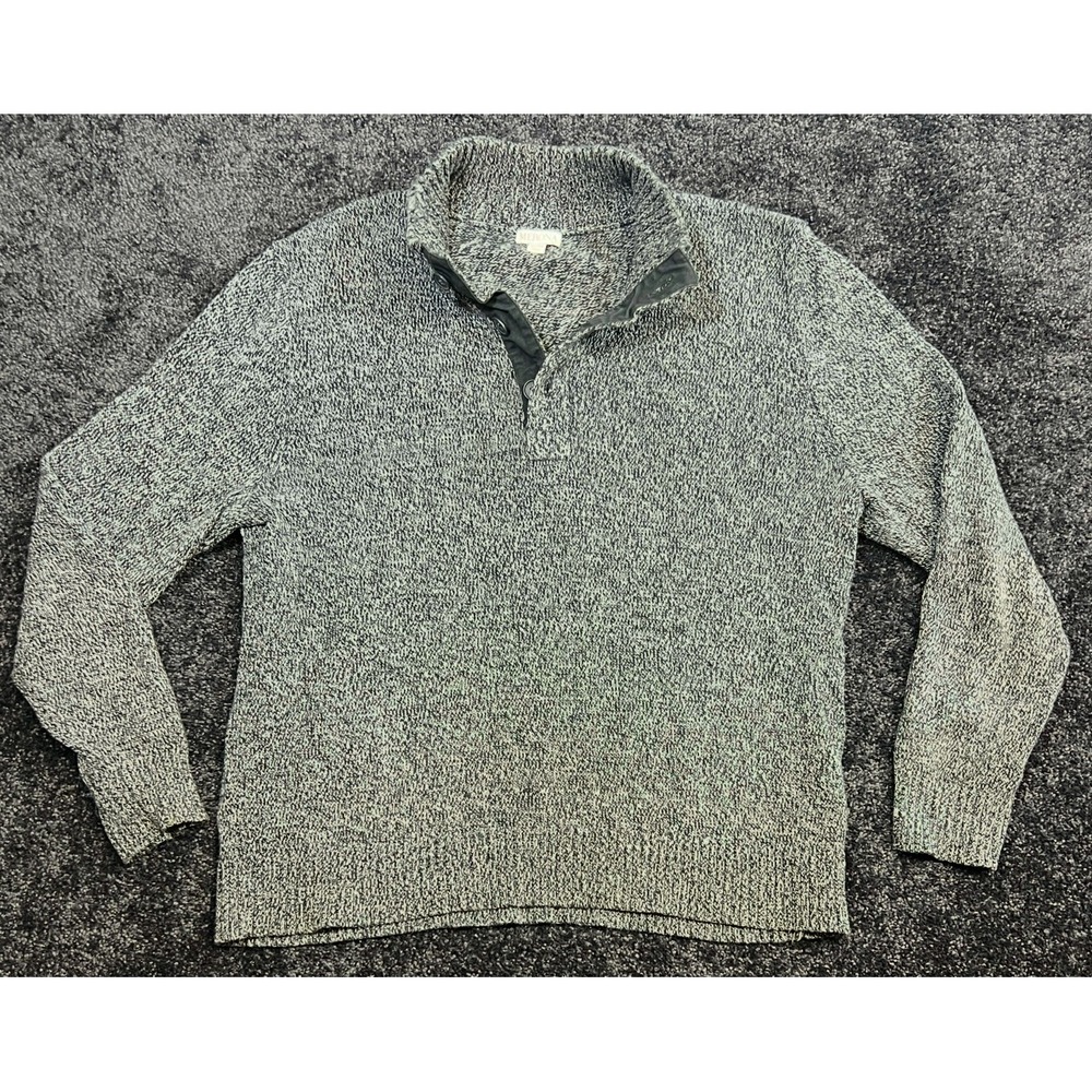 Merona Mens XL Gray Marled Knit Button Mock Neck Long Sleeve Pullover Sweater